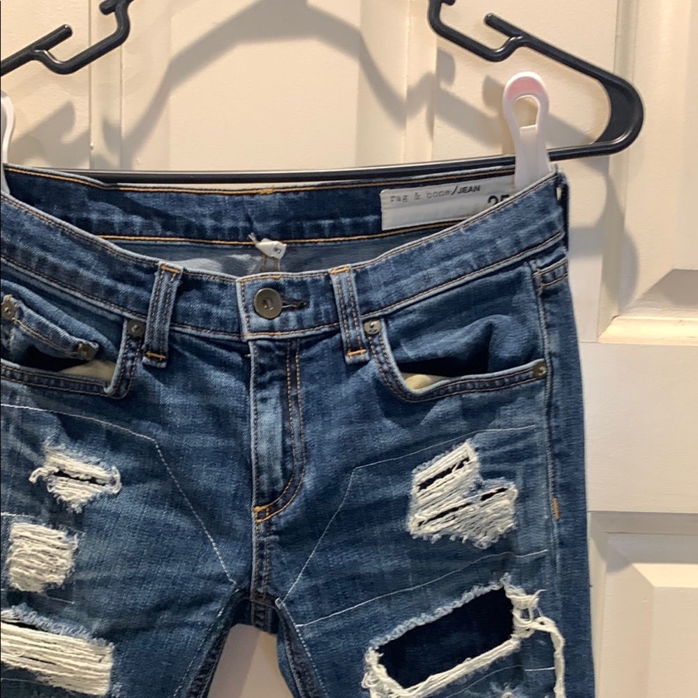 Rag & Bone Blue Distressed Jeans
